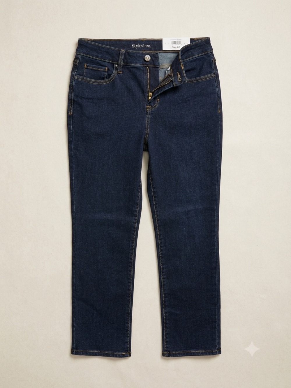 Style & Co. Women’s Dark Blue High Rise Straight-Leg Jeans Size 8P